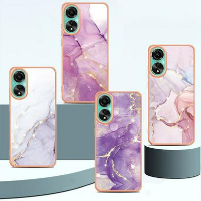 For Oppo A78 4G IMD Marble Pattern Electroplated Phone Case IMD 2.0mm TPU Skin Anti-Scratch Cover