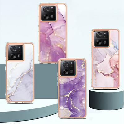 For Xiaomi 13T/13T Pro IMD Marble Pattern Electroplated Phone Case IMD 2.0mm TPU Skin Anti-Scratch Cover