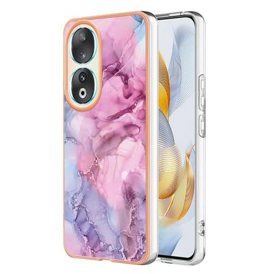 For Honor 90 5G IMD Marble Pattern Electroplated Phone Case IMD 2.0mm TPU Skin Anti-Scratch Cover