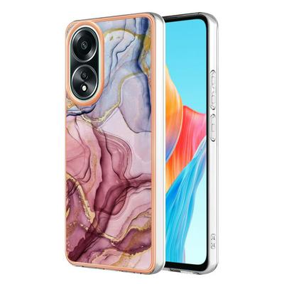 For Oppo A58 4G IMD Marble Pattern Electroplated Phone Case IMD 2.0mm TPU Skin Anti-Scratch Cover