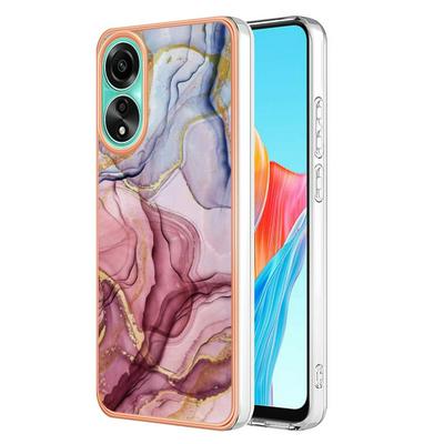 For Oppo A78 4G IMD Marble Pattern Electroplated Phone Case IMD 2.0mm TPU Skin Anti-Scratch Cover
