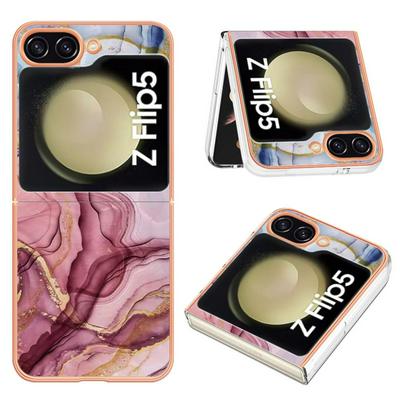 For Samsung Galaxy Z Flip5 IMD Marble Pattern Electroplated Phone Case IMD 2.0mm TPU Skin Anti-Scratch Cover