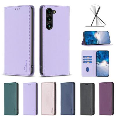 BF18 Protective Case for Samsung Galaxy S24 Dermal dark magnetic field Leather Stand Phone Cover with Card Slots