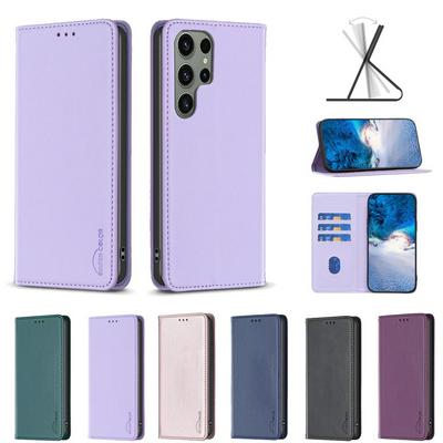 BF18 Protective Case for Samsung Galaxy S24 Ultra Dermal dark magnetic field Leather Stand Phone Cover with Card Slots