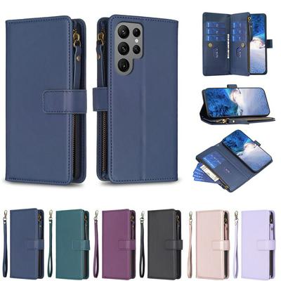 BF19 For Samsung Galaxy S24 Ultra Anti-Dust PU Leather Wallet Zippered Cell Phone Case Stand Phone Cover