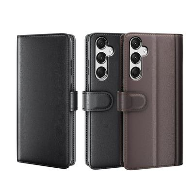 for Samsung Galaxy A15 Side Flip Wallet Style Genuine Leather + Soft TPU Card Slots with Stand and Magnetic Buckle 