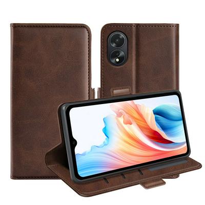 For Oppo A38 4G Double Buckle Wallet Style Folio Flip Leather Case with Stand and Card Slots Function