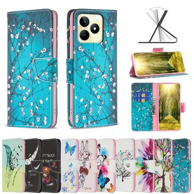 For Oppo Realme C53 Color Painted Side Flip Scratch Resistant PU Leather Wallet Phone Case
