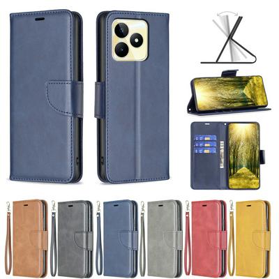 For Oppo Realme C53 Solid Color Sheep Pattern Scratch Resistant Wallet Leather Case