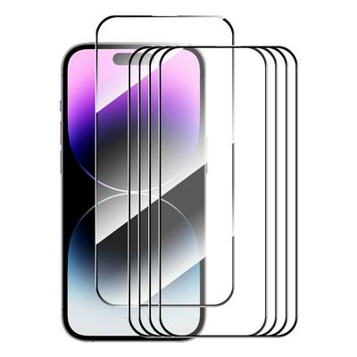 5PCS ENKAY Hat-Prince For iPhone 15 Pro 0.26mm 9H 2.5D Full Glue Full Cover Tempered Glass Protective Film