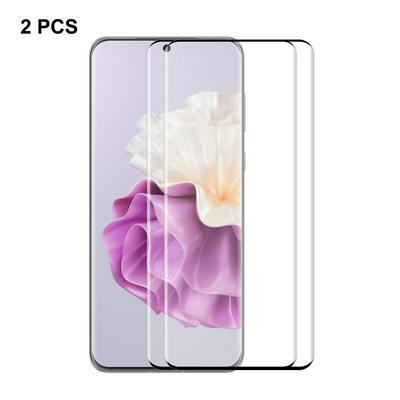 2PCS ENKAY Hat-Prince For Huawei P60 Pro 3D Hot Bend Curved Surface Edge Glue Full Screen Covered Tempered Glass Protective Film
