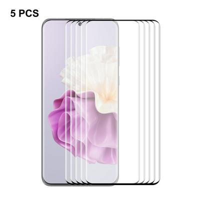 5PCS ENKAY Hat-Prince For Huawei P60 Pro 3D Hot Bend Curved Surface Edge Glue Full Screen Covered Tempered Glass Protective Film