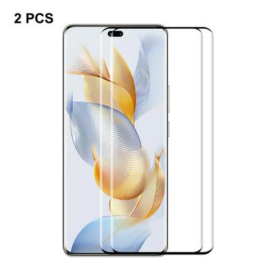 2PCS ENKAY Hat-Prince For Honor 90 Pro 3D Hot Bend Curved Surface Edge Glue Full Screen Covered Tempered Glass Protective Film