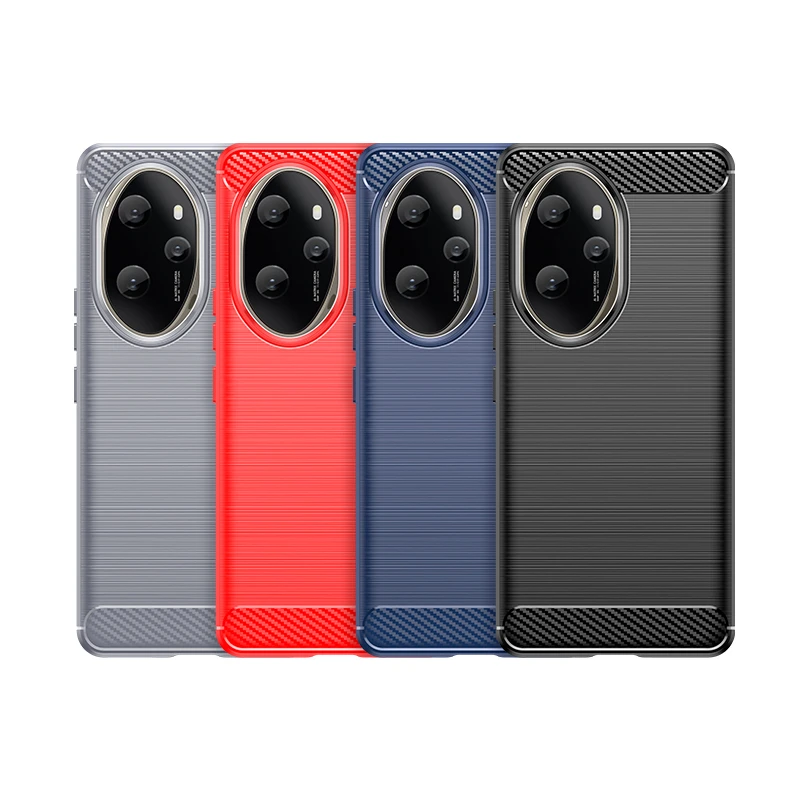 For Honor 100 Pro Carbon Fiber Drawing Series Scratch Resistant Shock Absorption Soft TPU Back Cover Case