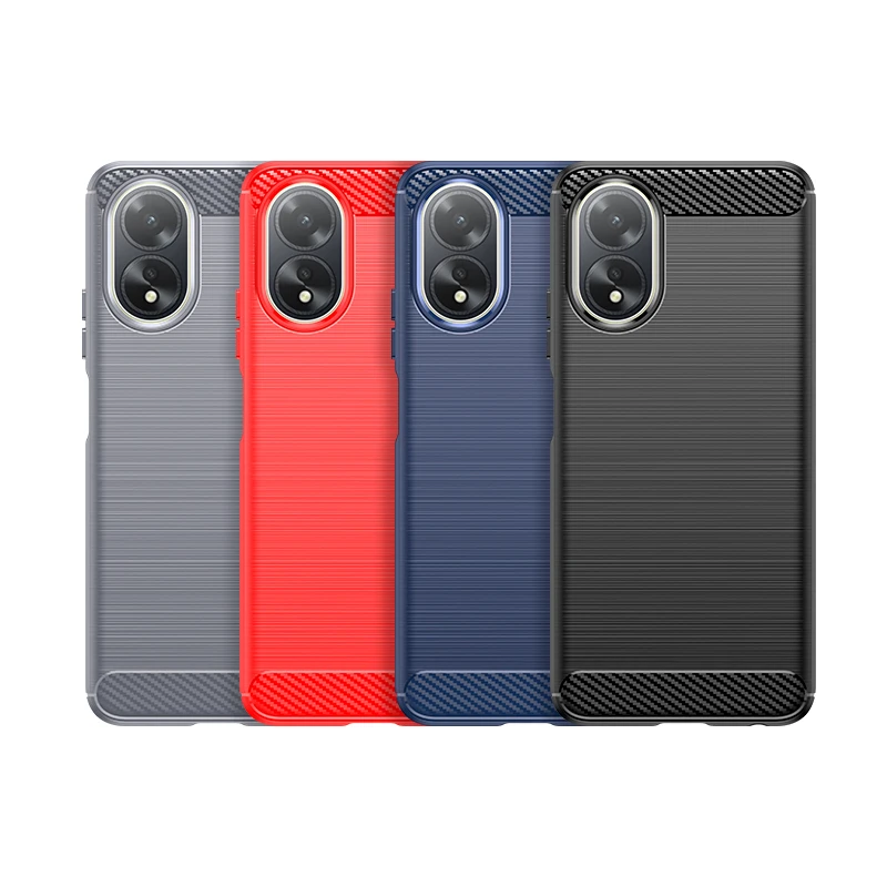 For Oppo A38 4G Carbon Fiber Drawing Series Scratch Resistant Shock Absorption Soft TPU Back Cover Case