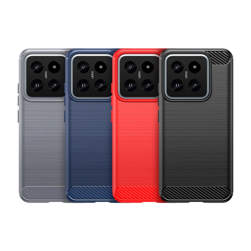 For Xiaomi 14 Carbon Fiber Drawing Series Scratch Resistant Shock Absorption Soft TPU Back Cover Case