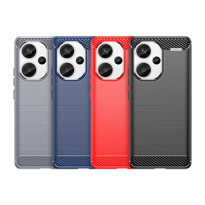 For Xiaomi Redmi Note 13 Pro Plus Carbon Fiber Drawing Series Scratch Resistant Shock Absorption Soft TPU Back Cover Case