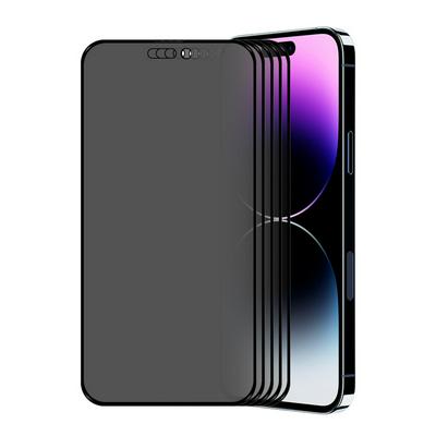 5PCS ENKAY For iPhone 15 Pro Straw Hat Prince Anti-Peeping Series 0.26mm 9H 6D Curved Hot-bending Full-screen Cover Tempered Glass Protective Film 