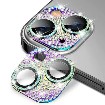 ENKAY Hat-Prince For iPhone 12 Bling Lens Film Rhinestone Decor Aluminum Alloy+Tempered Glass Camera Cover Protector