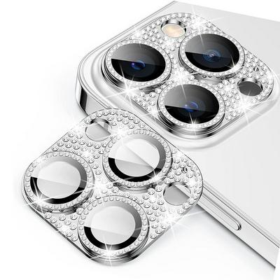 ENKAY Hat-Prince For iPhone 14 Pro Bling Lens Film Rhinestone Decor Aluminum Alloy+Tempered Glass Camera Cover Protector