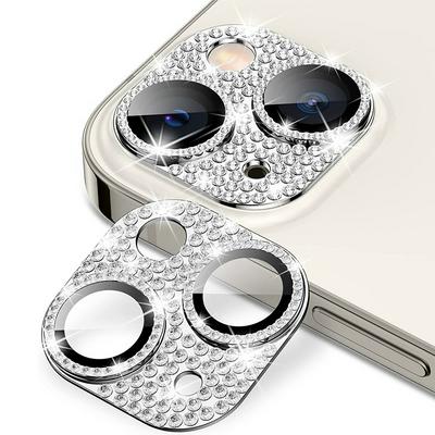 ENKAY Hat-Prince For iPhone 13 Bling Lens Film Rhinestone Decor Aluminum Alloy+Tempered Glass Camera Cover Protector