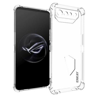 ENKAY Hat-Prince For ASUS ROG Phone 7 Four Corners Thickened Anti-fall Transparent TPU Back Cover Phone Case