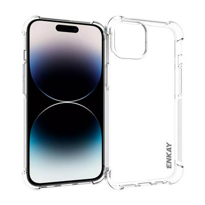 ENKAY Hat-Prince For iPhone 15 Four Corners Thickened Anti-fall Transparent TPU Back Cover Phone Case