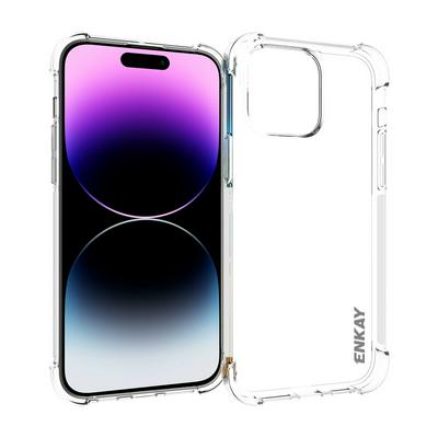 ENKAY Hat-Prince For iPhone 15 Pro Max Four Corners Thickened Anti-fall Transparent TPU Back Cover Phone Case