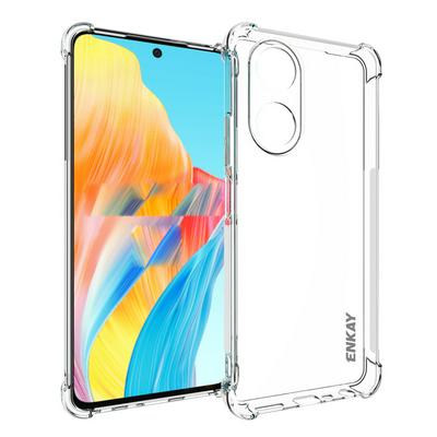 ENKAY Hat-Prince For Oppo A58 4G Four Corners Thickened Anti-fall Transparent TPU Back Cover Phone Case