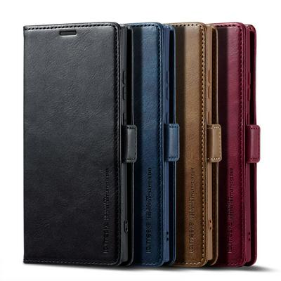 LC.IMEEKE For Samsung Galaxy S23 Ultra Magnetic Closure Anti-Theft Brush Protection PU Leather Phone Case 