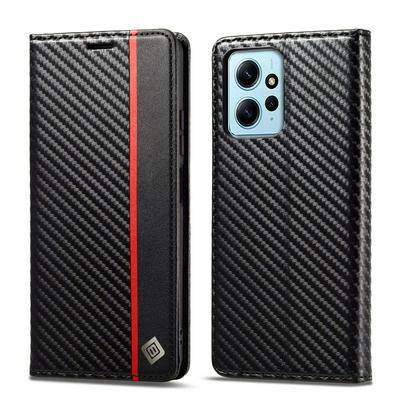 LC.IMEEKE For Xiaomi Redmi Note 12 4G Carbon Fiber Pattern Anti-fall Folio Flip Leather Case with Card Slots