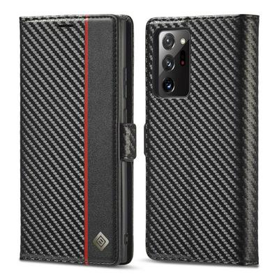 LC.IMEEKE For Samsung Galaxy Note 20 / Note 20 Ultra Carbon Fiber Pattern Anti-fall Folio Flip Leather Case with Card Slots