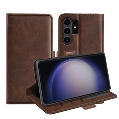 For Samsung Galaxy S24 Ultra Double Buckle Wallet Style Folio Flip Leather Case with Stand and Card Slots Function