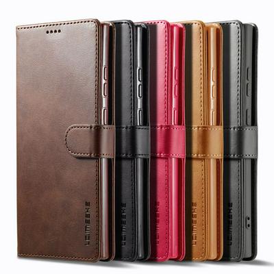 LC.IMEEKE For Samsung Galaxy S23 Ultra Magnetic Button Calf pattern PU Leather + TPU Wallet Phone Case