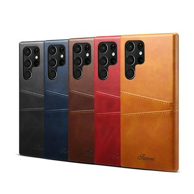 PU Leather Coated Hard PC with Card Holder Back Cover Case for Samsung Galaxy S23 Ultra
