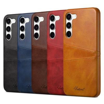PU Leather Coated Hard PC with Card Holder Back Cover Case for Samsung Galaxy S23