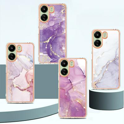 For Xiaomi Redmi 13C 4G IMD Marble Pattern Electroplated Phone Case IMD 2.0mm TPU Skin Anti-Scratch Cover