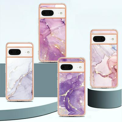 For Google Pixel 8 IMD Marble Pattern Electroplated Phone Case IMD 2.0mm TPU Skin Anti-Scratch Cover
