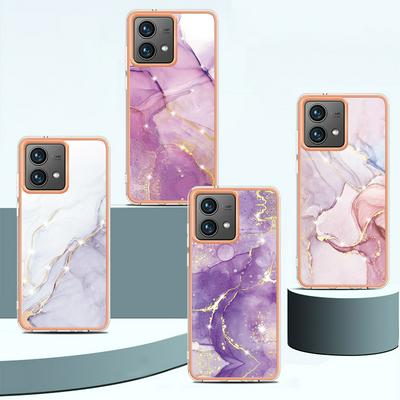 For Motorola Moto G84 IMD Marble Pattern Electroplated Phone Case IMD 2.0mm TPU Skin Anti-Scratch Cover
