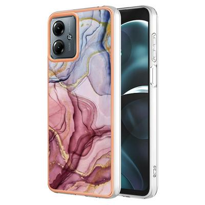 For Motorola Moto G14 IMD Marble Pattern Electroplated Phone Case IMD 2.0mm TPU Skin Anti-Scratch Cover