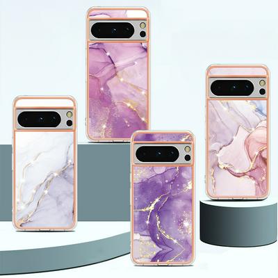 For Google Pixel 8 Pro IMD Marble Pattern Electroplated Phone Case IMD 2.0mm TPU Skin Anti-Scratch Cover