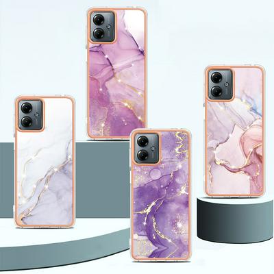 For Motorola Moto G14 IMD Marble Pattern Electroplated Phone Case IMD 2.0mm TPU Skin Anti-Scratch Cover