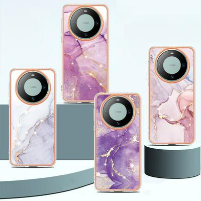 For Huawei Mate 60 IMD Marble Pattern Electroplated Phone Case IMD 2.0mm TPU Skin Anti-Scratch Cover