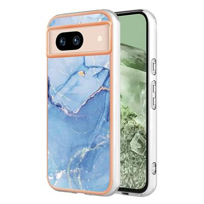 For Google Pixel 8A IMD Marble Pattern Electroplated Phone Case IMD 2.0mm TPU Skin Anti-Scratch Cover