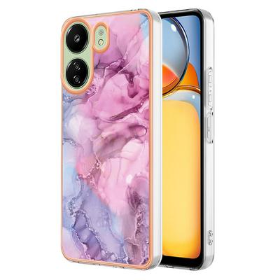 For Xiaomi Redmi 13C 4G IMD Marble Pattern Electroplated Phone Case IMD 2.0mm TPU Skin Anti-Scratch Cover