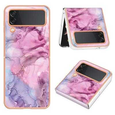 For Samsung Galaxy Z Flip 3 5G IMD Marble Pattern Electroplated Phone Case IMD 2.0mm TPU Skin Anti-Scratch Cover