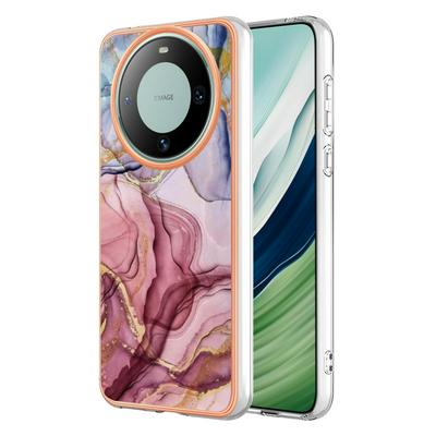 For Huawei Mate 60 Pro IMD Marble Pattern Electroplated Phone Case IMD 2.0mm TPU Skin Anti-Scratch Cover