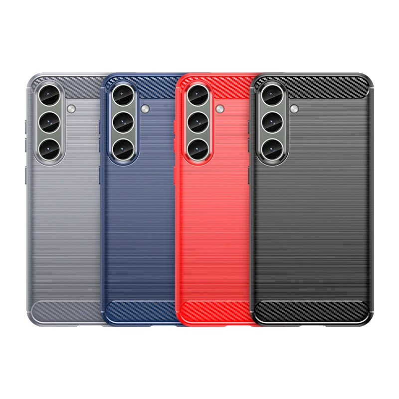 For Samsung Galaxy S24 Plus Carbon Fiber Drawing Series Scratch Resistant Shock Absorption Soft TPU Back Cover Case