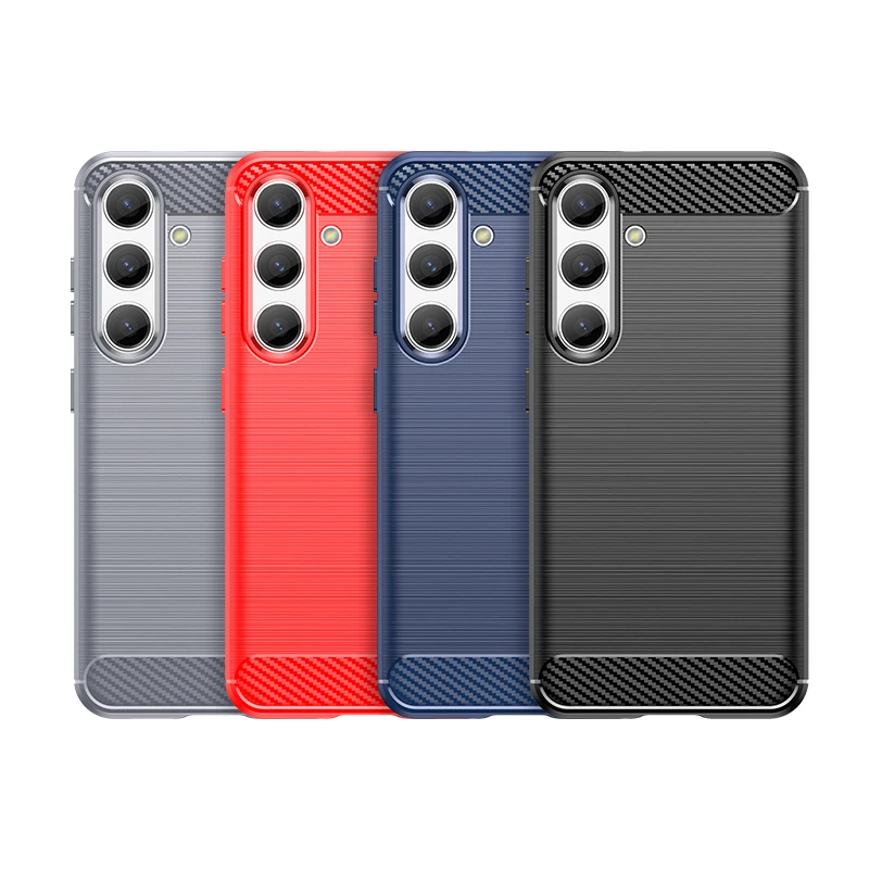 For Samsung Galaxy S24 Carbon Fiber Drawing Series Scratch Resistant Shock Absorption Soft TPU Back Cover Case