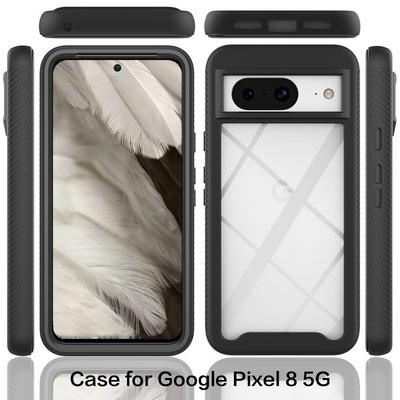 For Google Pixel 8 Case Shockproof TPU+PC Phone Back Cover with PET Screen Film